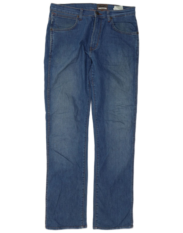 WRANGLER Herre Arizona Straight Jeans W34 L33 Blå Bomuld