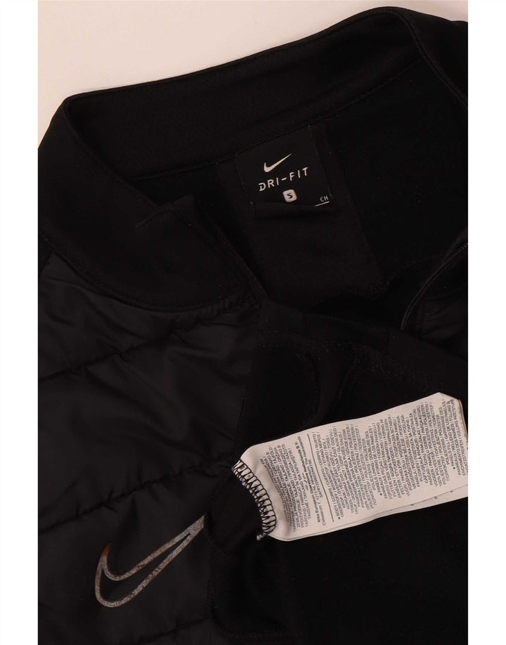 Nike Herre Dri Fit Pullover med lynlås-hals Træningsdragt Top Lille sort Colourblock