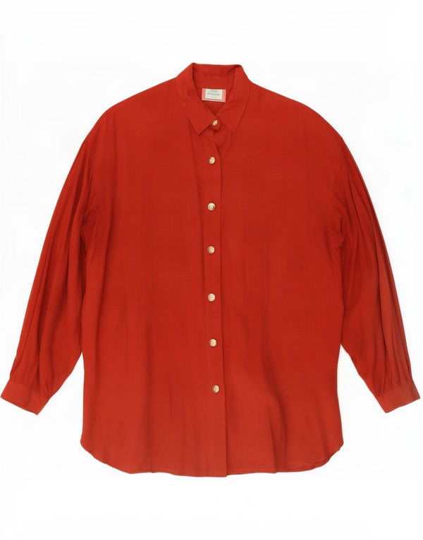 Vintage Dame grafisk skjorte bluse IT 42 Medium Rød viskose