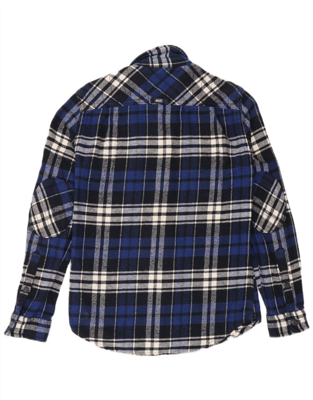 SUPERDRY Flanelskjorte til mænd, lille blå ternet bomuld