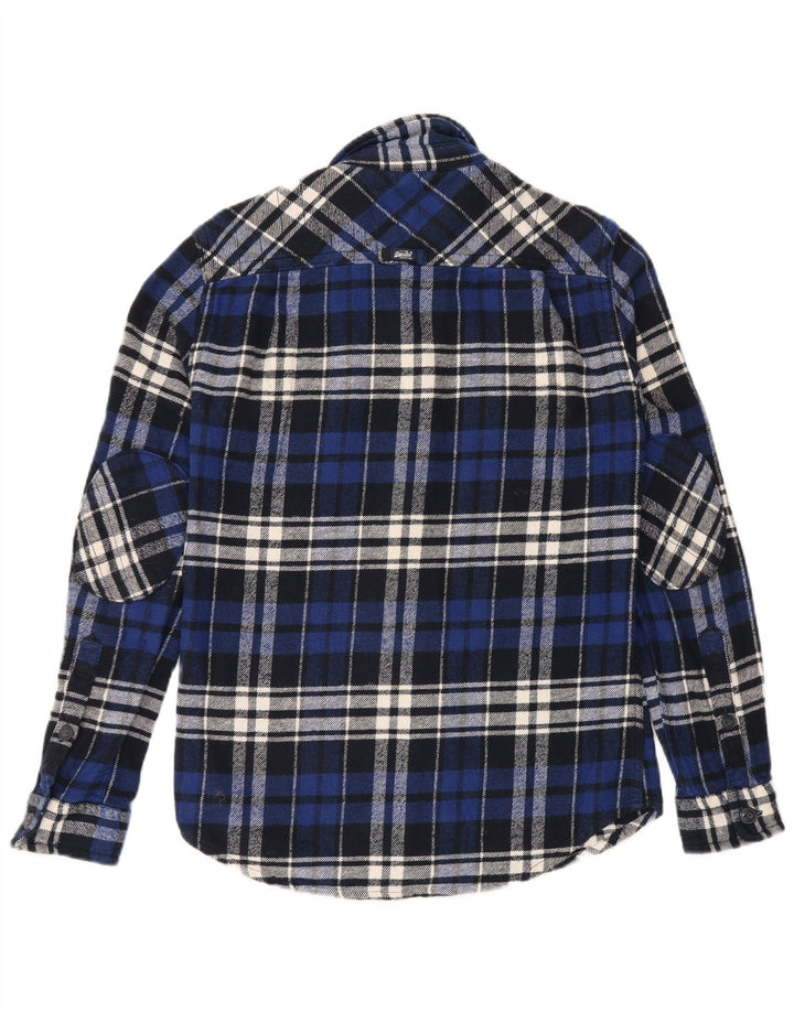 SUPERDRY Flanelskjorte til mænd, lille blå ternet bomuld