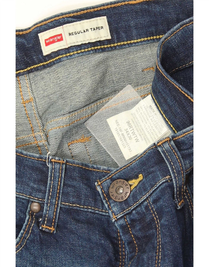 Wrangler Herre Regular Tapered Jeans W34 L30 Marineblå Bomuld