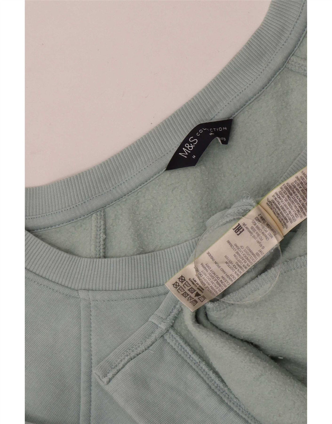 Marks & Spencer Dame Longline Sweatshirt Jumper UK 14 Medium Blue Cotton