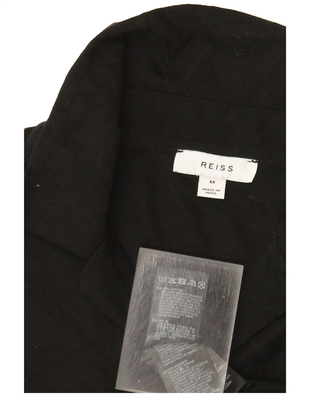 Reiss herreskjorte medium sort geometrisk bomuld