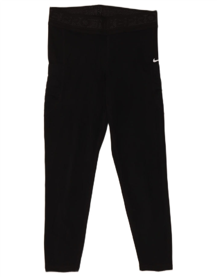 Nike Womens Crop Leggings UK 12 Medium Black Polyester