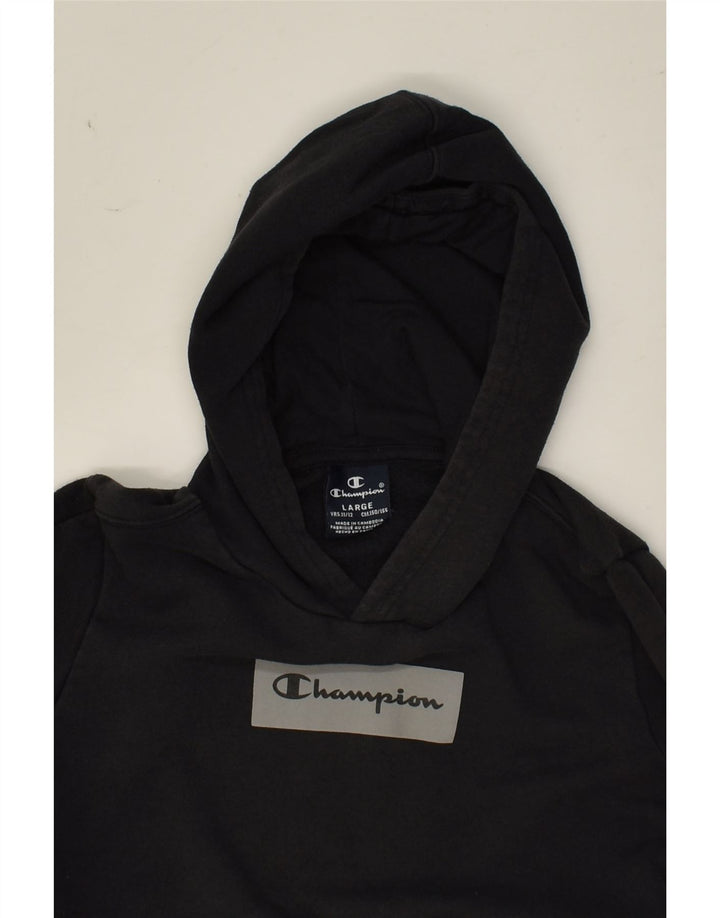 CHAMPION Boys Graphic Hoodie Jumper 11-12 Years Large  Black | Vintage Champion | Thrift | Second-Hand Champion | Used Clothing | Messina Hembry 