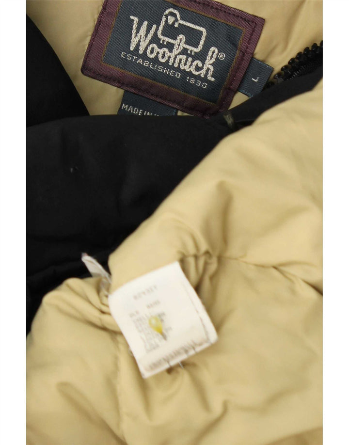 Woolrich Herre Hooded Parka Jacket UK 40 Large Black Bomuld