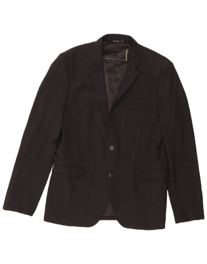 Zara Herre 2-knaps blazerjakke EU 52 3XL Sort Polyester