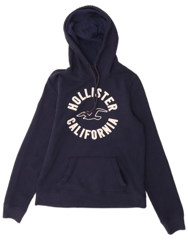Hollister Grafisk hættetrøje til kvinder UK 10 Lille marineblå bomuld