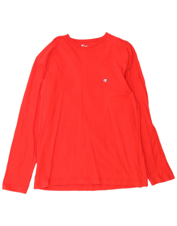 Champion Womens Long Sleeve T-Shirt Top UK 20 2XL Red Cotton