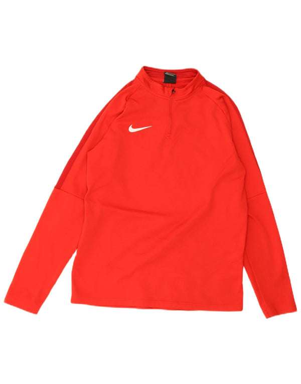 Nike Boys Dri Fit Top Langærmet med lynlåshals 13-14 år XL Rød Polyester
