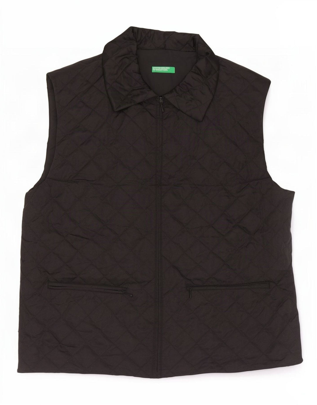 Benetton Womens Quilted Gilet UK 16 Large Black Polyamide