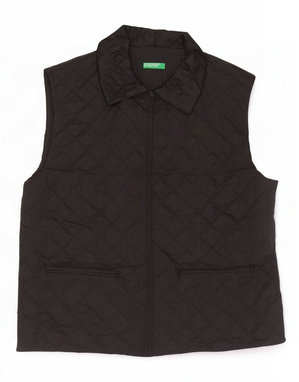 Benetton Womens Quilted Gilet UK 16 Large Black Polyamide