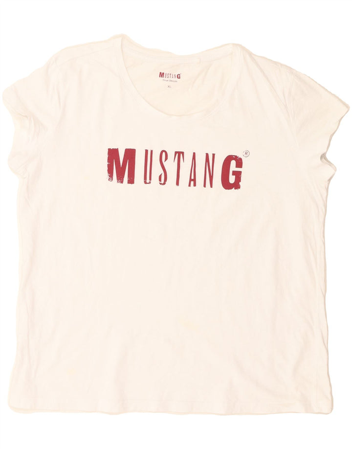 MUSTANG Womens Graphic T-Shirt Top UK 18 XL White Vintage Mustang and Second-Hand Mustang from Messina Hembry 