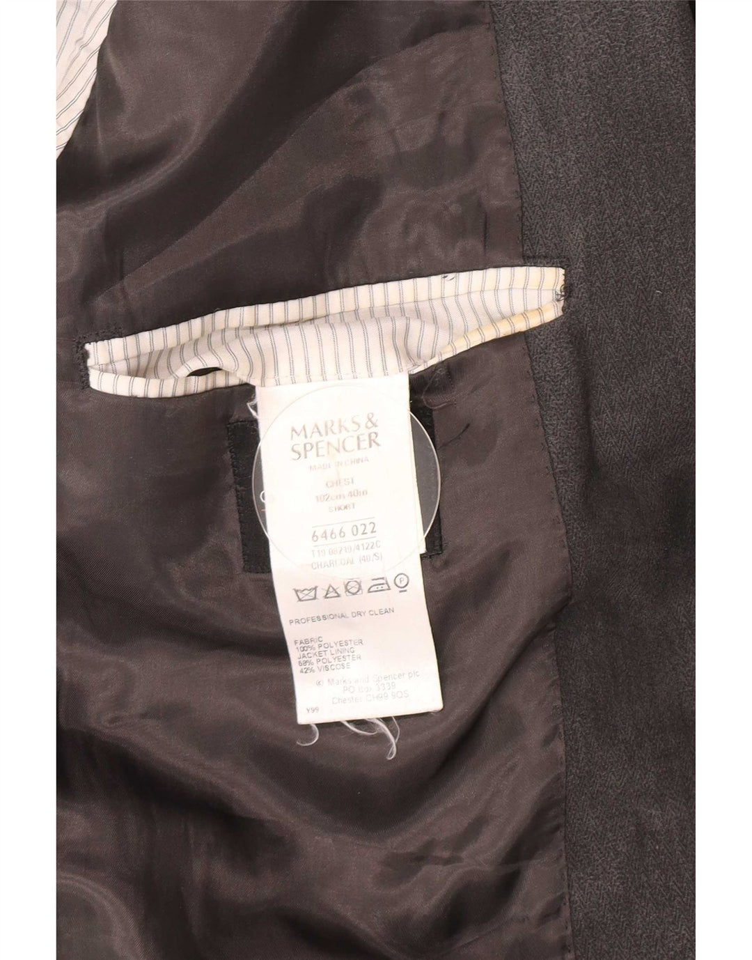 Marks & Spencer Herre 2 Button Blazer Jacket UK 40 Medium Grey Herringbone