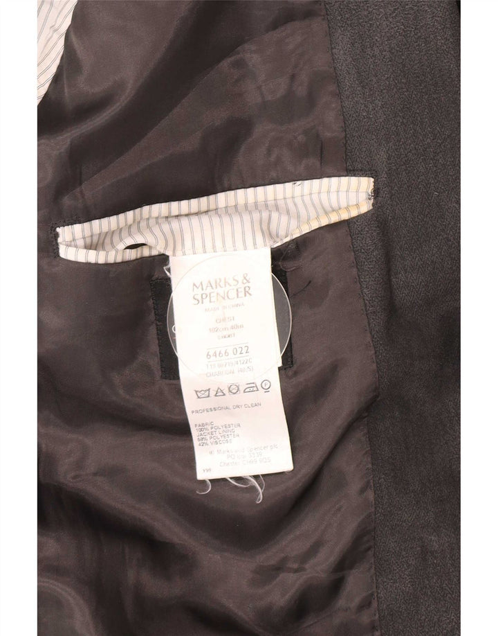 Marks & Spencer Herre 2 Button Blazer Jacket UK 40 Medium Grey Herringbone