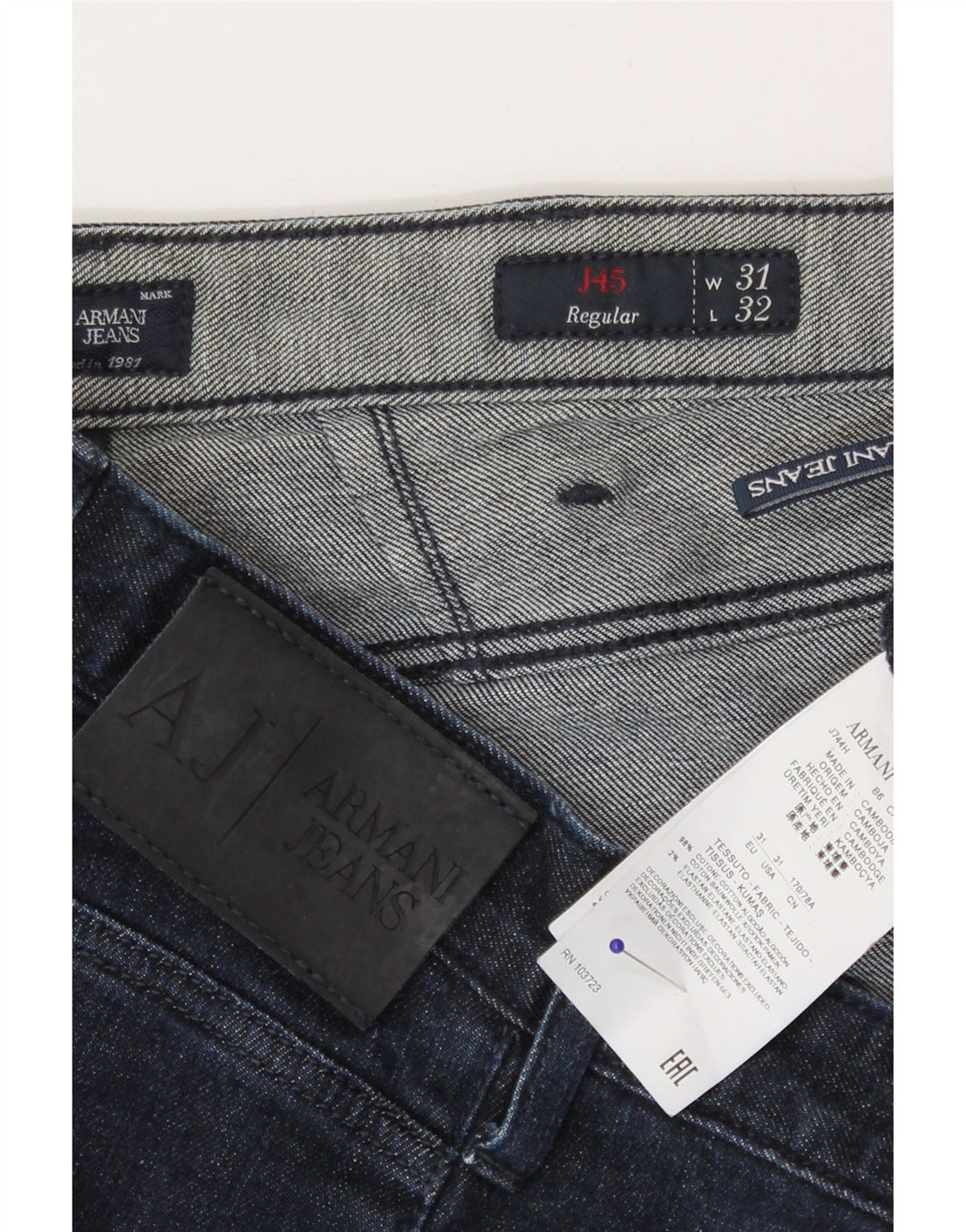 Armani Regular Straight Jeans til kvinder W31 L27 Marineblå Bomuld
