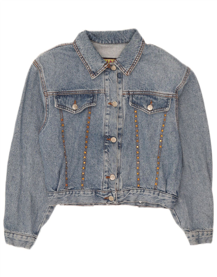 Squaw Womens Crop Oversized denimjakke UK 10 Small Blue Cotton