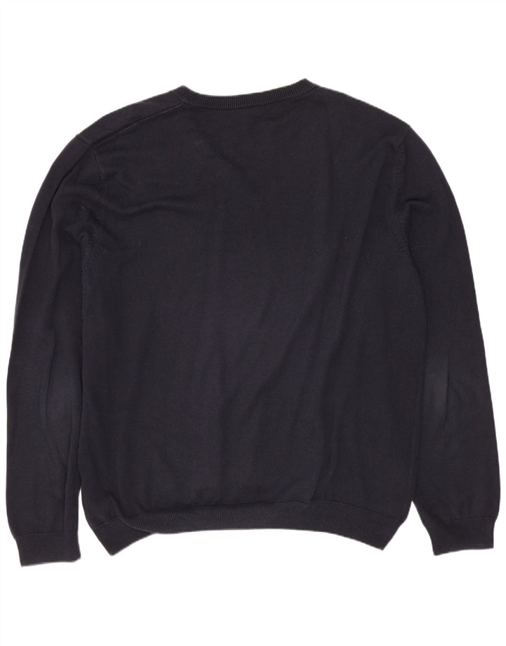 HUGO BOSS Herre V-hals sweater XL Marineblå Bomuld