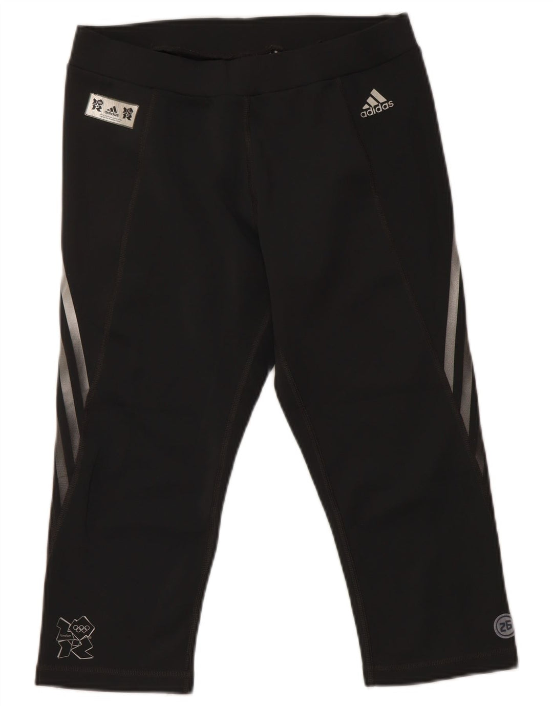 ADIDAS Womens Climalite Graphic Capri Leggings UK 16 Large  Grey Polyester