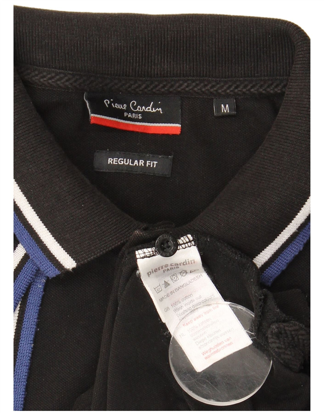 Pierre Cardin Herre Regular Fit Polo Shirt Medium Sort Stribet Bomuld