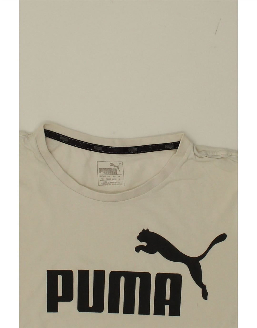 PUMA Mens Graphic T-Shirt Top Medium White Cotton Vintage Puma and Second-Hand Puma from Messina Hembry 
