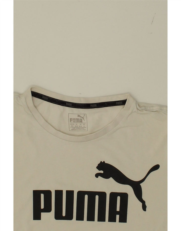 PUMA Mens Graphic T-Shirt Top Medium White Cotton Vintage Puma and Second-Hand Puma from Messina Hembry 