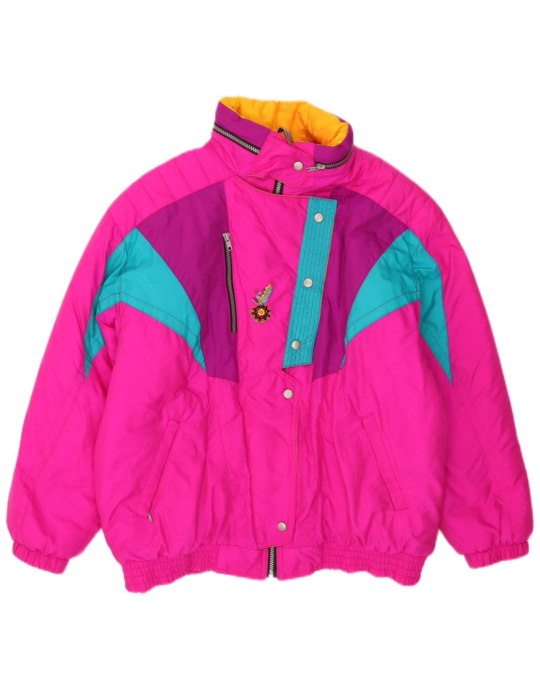 Skijakke med hætte til kvinder EU 46 XL Pink Colourblock Polyamid
