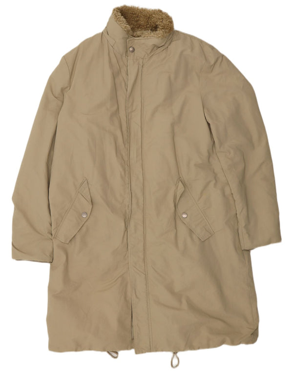 Zara Herre Windbreaker Coat UK 40 Large Khaki Cotton