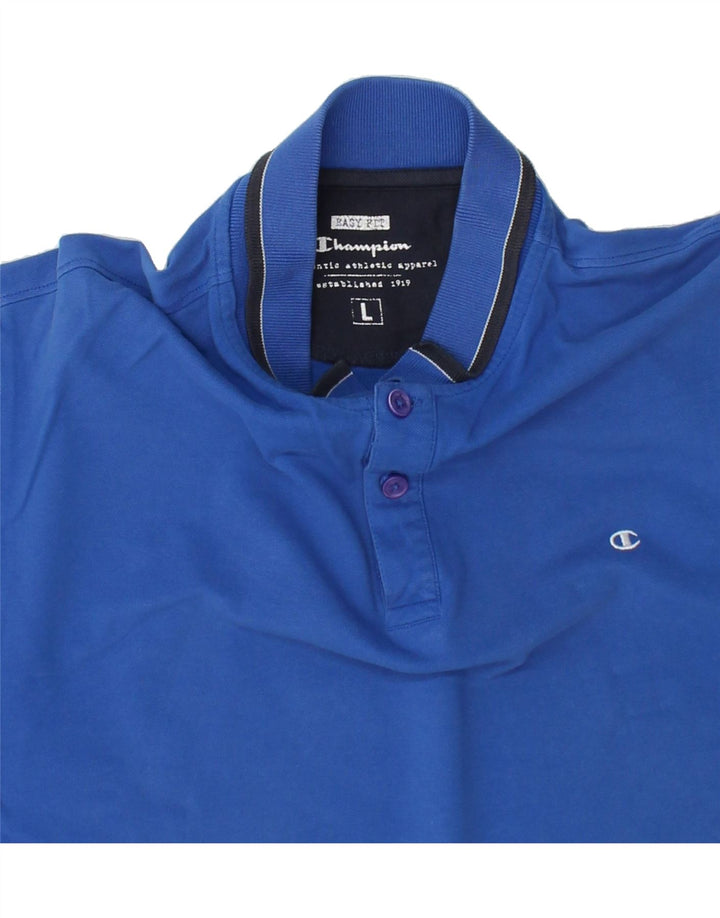 CHAMPION Mens Easy Fit Polo Shirt Large Blue Vintage Champion and Second-Hand Champion from Messina Hembry 