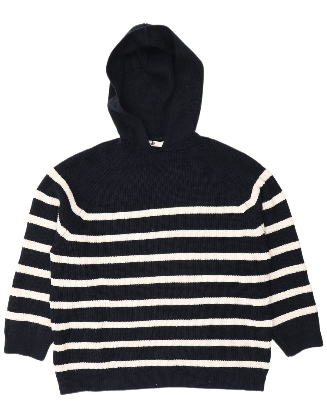 Zara Dame hættetrøje oversize sweater UK 14 Mellem marineblå stribet