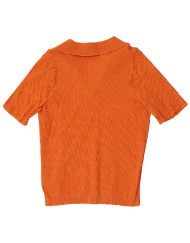 Marks & Spencer Dame Polo Shirt UK 16 Stor Orange Bomuld