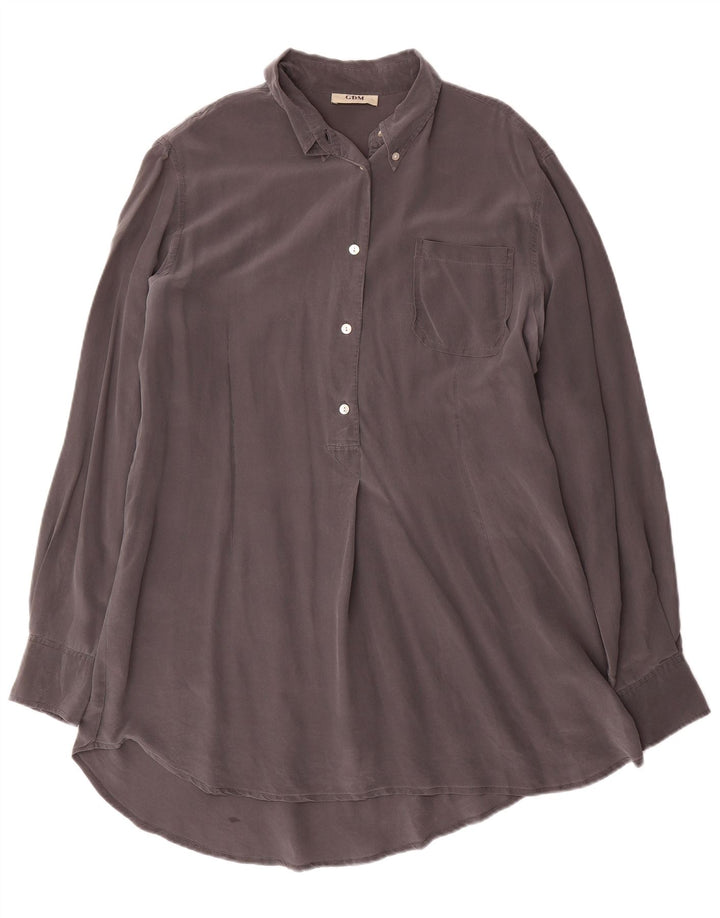 Vintage Dame Pullover Skjorte IT 48 XL Grå Silk