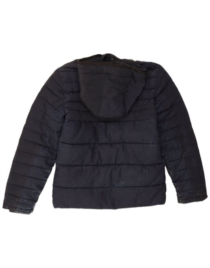 Zara Herre hættepolstret jakke UK 36 Small Navy Blue Polyester