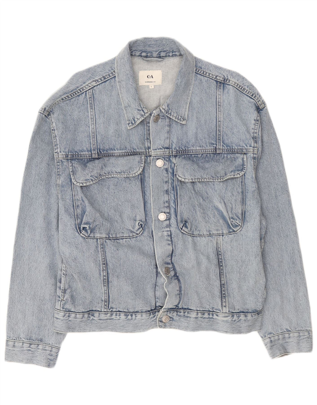 C&A Herre Oversized denimjakke UK 40 Large Blue Cotton