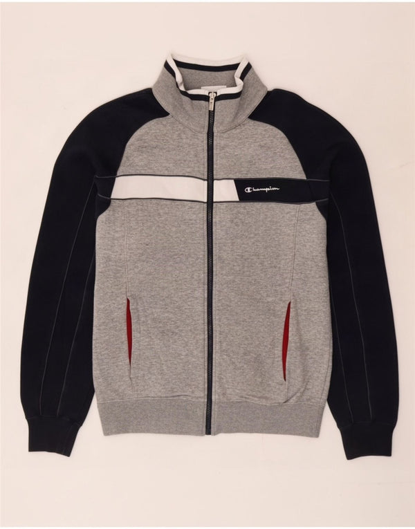 Champion Womens Tracksuit Top Jacket UK 14 Medium Grey Colourblock Cotton