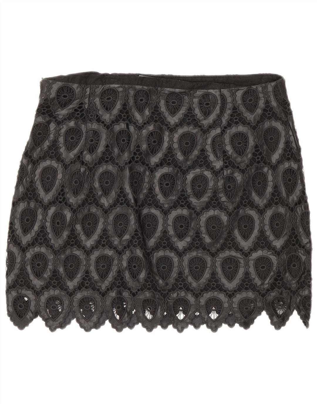 Zara Dame Mini Nederdel Large W30 Sort Geometrisk Polyester