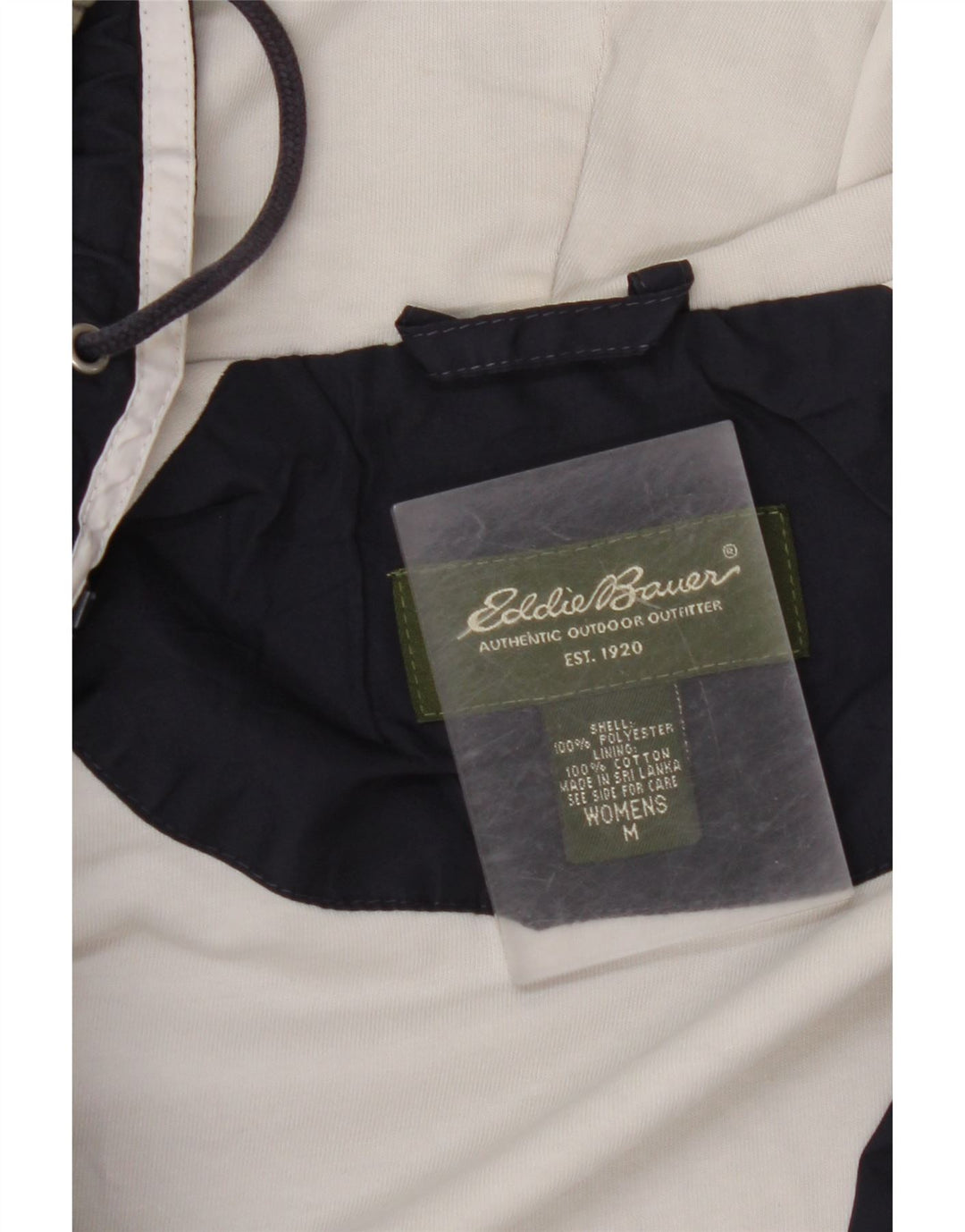 EDDIE BAUER Regnjakke med hætte til kvinder UK 14 Mellem marineblå polyester