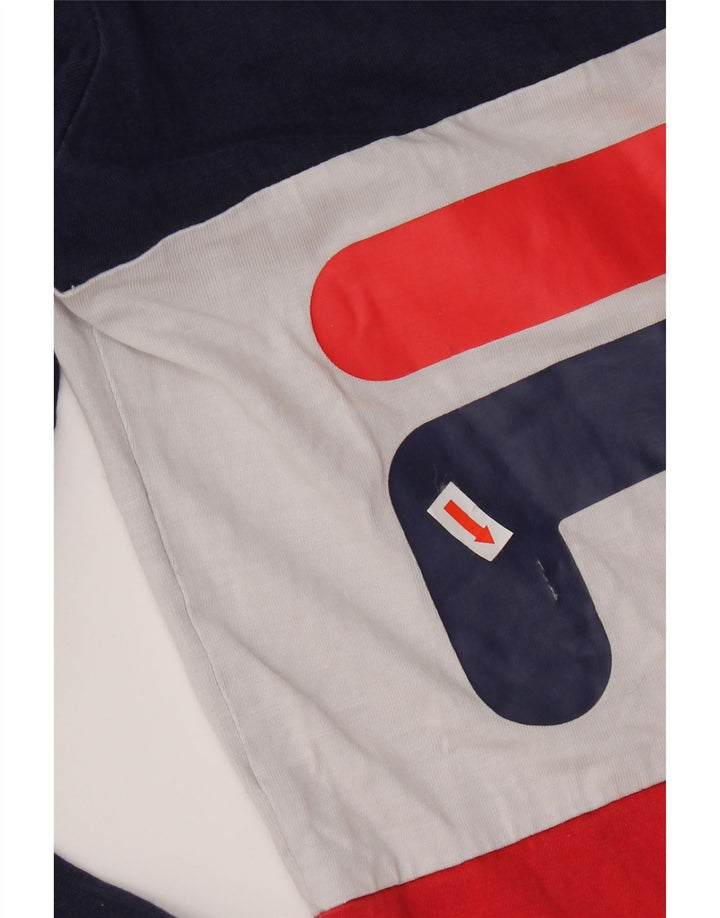 FILA Mens Long Sleeve Rugby Polo Shirt Medium Multicoloured Colourblock