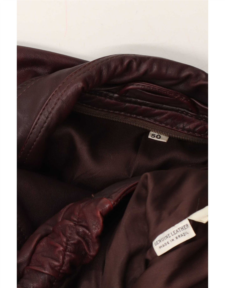 Vintage Herre Læderjakke IT 50 Large Burgundy