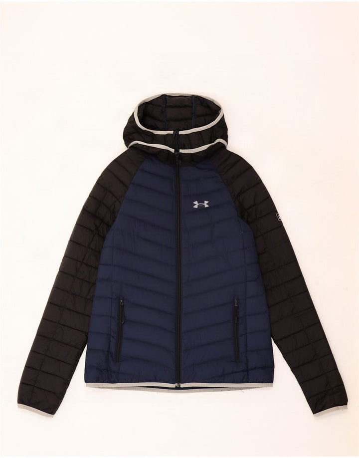 Jack Wolfskin Dame polstret jakke UK 12 Medium Navy Blue Colourblock