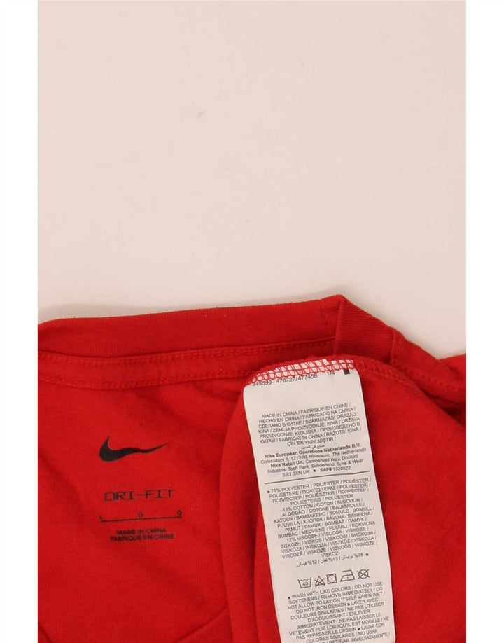 Nike Herre Dri Fit Grafisk T-Shirt Top Stor Rød Polyester