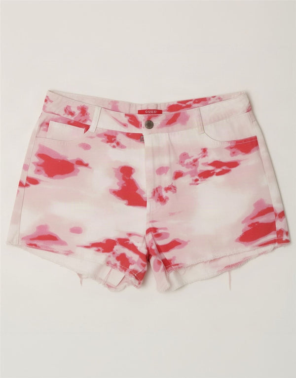 Guess Womens High Waist Hot Pants UK 6 XS W30 Pink Tie Dye Bomuld