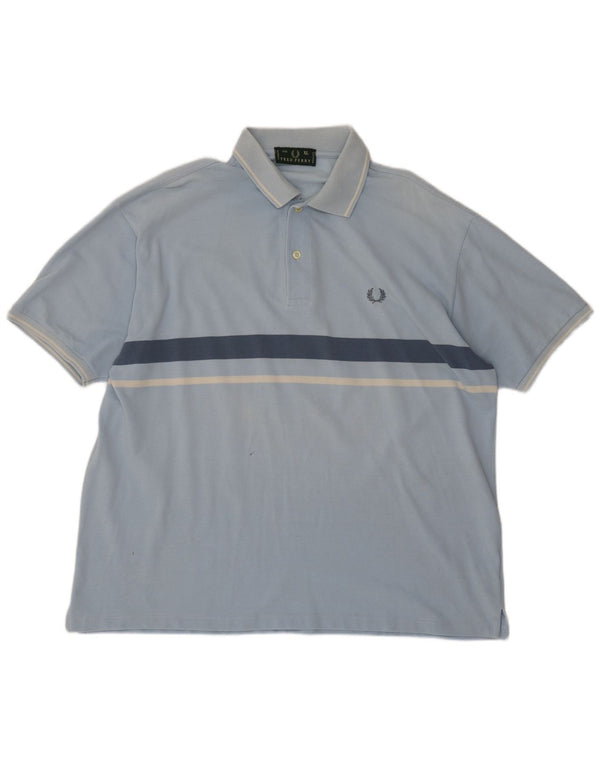 Fred Perry Herre poloshirt XL blå stribet bomuld