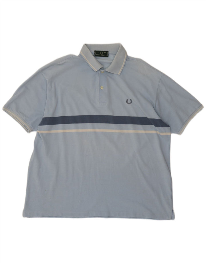 Fred Perry Herre poloshirt XL blå stribet bomuld