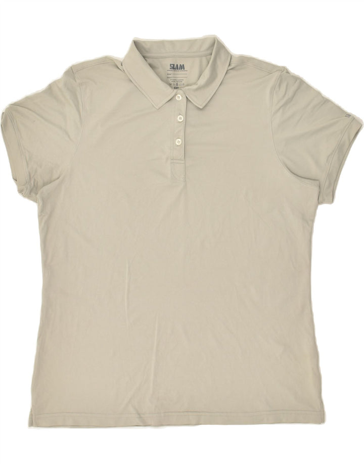 SLAM Mens Polo Shirt 2XL Grey Polyamide | Vintage Slam | Thrift | Second-Hand Slam | Used Clothing | Messina Hembry 