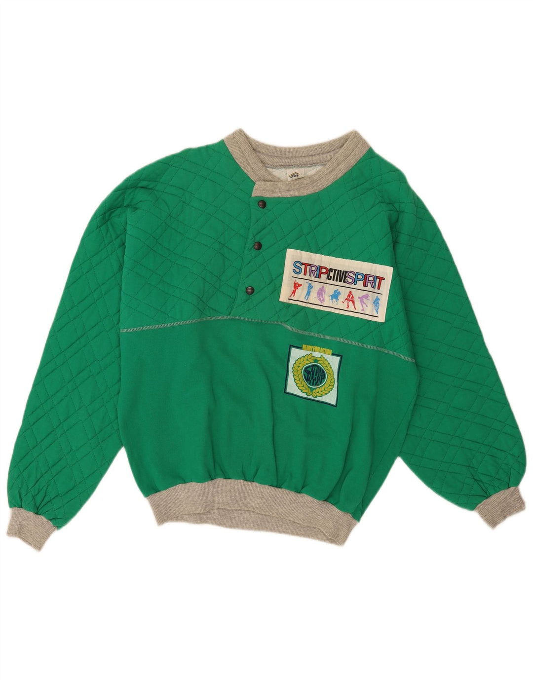 Vintage Herre Grafisk Sweatshirt Jumper Stor Grøn Bomuld Retro