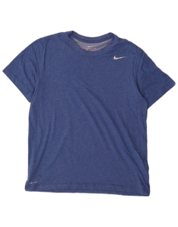Nike Herre Dri Fit T-shirt Top Medium Blue Flecked Bomuld