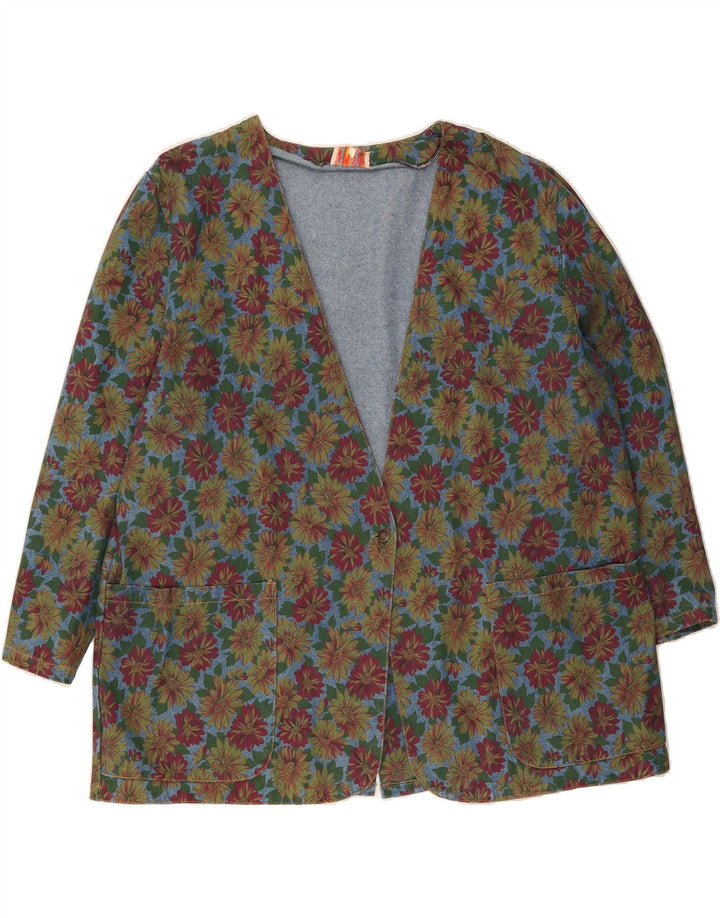 VINTAGE Womens 1 Button Blazer Jacket UK 20 2XL Multicoloured Floral Vintage Vintage and Second-Hand Vintage from Messina Hembry 