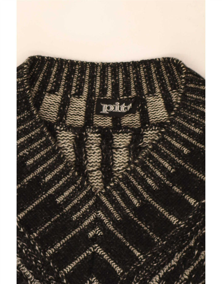 Pitti Herre V-hals sweater Stor Sort Geometrisk